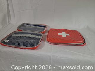 MaxSold Auction: Pair of Small Red & White First Aid Kit Cases with Straps - Brantford (Ontario, Canada) SELLER MANAGED Downsizing Online Auction - Kitchener Avenue
