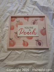 MaxSold Auction: Wooden Fruit & Quote Wall Sign, Pink/Peach/White, Medium - Brantford (Ontario, Canada) SELLER MANAGED Downsizing Online Auction - Kitchener Avenue