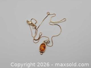 MaxSold Auction: Gold necklace with Baltic Amber Pendant - Russell (Ontario, Canada) SELLER MANAGED Downsizing Online Auction - George Street
