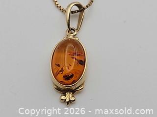 MaxSold Auction: Gold necklace with Baltic Amber Pendant - Russell (Ontario, Canada) SELLER MANAGED Downsizing Online Auction - George Street