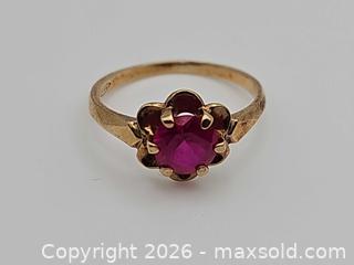 MaxSold Auction: Gold Ring with Red Stone - Russell (Ontario, Canada) SELLER MANAGED Downsizing Online Auction - George Street