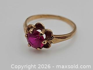MaxSold Auction: Gold Ring with Red Stone - Russell (Ontario, Canada) SELLER MANAGED Downsizing Online Auction - George Street