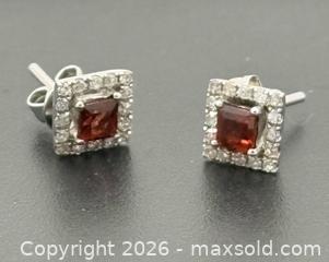 MaxSold Auction: 10K White Gold Garnets & Diamond Earrings  - Esquimalt (British Columbia, Canada) PARTNER MANAGED Reseller Online Auction - Lampson Street