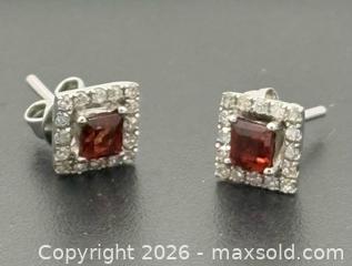 MaxSold Auction: 10K White Gold Garnets & Diamond Earrings  - Esquimalt (British Columbia, Canada) PARTNER MANAGED Reseller Online Auction - Lampson Street