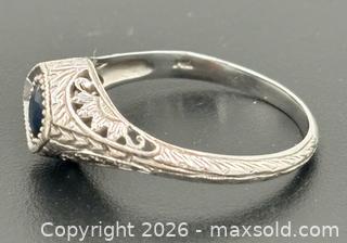 MaxSold Auction: 14k White Gold Art Deco Sapphire Ring Size 7 - Esquimalt (British Columbia, Canada) PARTNER MANAGED Reseller Online Auction - Lampson Street