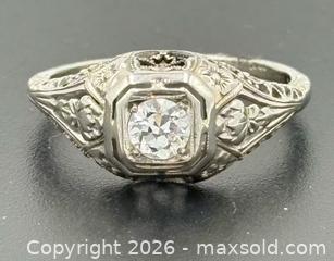 MaxSold Auction: Antique Art Deco Birks 18K Gold Diamond Engagement Ring Size 7 - Esquimalt (British Columbia, Canada) PARTNER MANAGED Reseller Online Auction - Lampson Street