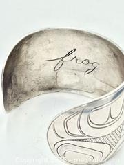 MaxSold Auction: First Nations Sterling Silver Frog Cuff Bracelet by R. Tait - Esquimalt (British Columbia, Canada) PARTNER MANAGED Reseller Online Auction - Lampson Street