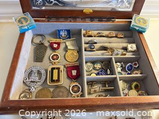 MaxSold Auction: Cufflinks, Rings, Lapel Pins & Wooden Jewelry Box - Oakville (Ontario, Canada) PARTNER MANAGED Estate Sale Online Auction - Caulder Drive