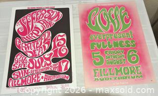 MaxSold Auction: Two Vintage Wes Wilson Psychedelic Bill Graham Series, Fillmore Era, Rock Concert Posters, BG-17, Airplane, Dead; BG-21, Love; 1966 - San Jose (California, USA) SELLER MANAGED Downsizing Online Auction - Elm Street (CONDO)