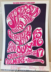 MaxSold Auction: Two Vintage Wes Wilson Psychedelic Bill Graham Series, Fillmore Era, Rock Concert Posters, BG-17, Airplane, Dead; BG-21, Love; 1966 - San Jose (California, USA) SELLER MANAGED Downsizing Online Auction - Elm Street (CONDO)