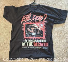 MaxSold Auction: Two Way Cool Men's T-Shirts: "Evil Dead 2" and Frank Zappa's "Peaches En Regalia" - San Jose (California, USA) SELLER MANAGED Downsizing Online Auction - Elm Street (CONDO)