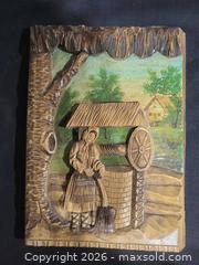 MaxSold Auction: Hand-Carved Romanian Relief Wall Plaque, Woman at Well - Cavan-Monaghan (Ontario, Canada) SELLER MANAGED Downsizing Online Auction - Larmer Line