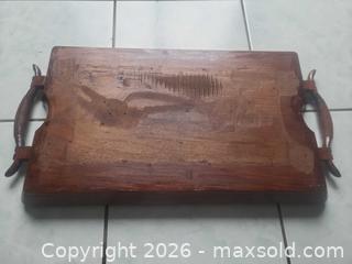 MaxSold Auction: Vintage hand carved wooden serving tray with house plant combo! - Cavan-Monaghan (Ontario, Canada) SELLER MANAGED Downsizing Online Auction - Larmer Line