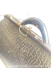 MaxSold Auction: Vintage Black Faux Leather Hat Box / Doctor's (Gladstone) Bag - Rochester (New York, USA) SELLER MANAGED Reseller Online Auction - Mendota Drive 