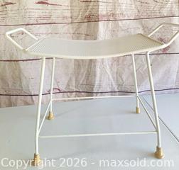 MaxSold Auction: White Metal Industrial Minimal Stool with Perforated Seat - Rochester (New York, USA) SELLER MANAGED Reseller Online Auction - Mendota Drive 