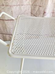 MaxSold Auction: White Metal Industrial Minimal Stool with Perforated Seat - Rochester (New York, USA) SELLER MANAGED Reseller Online Auction - Mendota Drive 