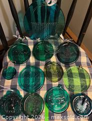 MaxSold Auction: Green pressed glass sun-catcher ornaments  - Hatboro (Pennsylvania, USA) PARTNER MANAGED Estate Sale Online Auction -  Exton Road