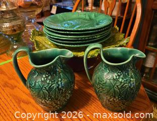 MaxSold Auction: Majolica Plates Pitchers and Leaf Pedestal Stand - Hatboro (Pennsylvania, USA) PARTNER MANAGED Estate Sale Online Auction -  Exton Road