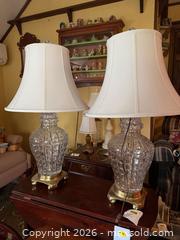 MaxSold Auction: Pair of Glass lamps with brass bases - Hatboro (Pennsylvania, USA) PARTNER MANAGED Estate Sale Online Auction -  Exton Road