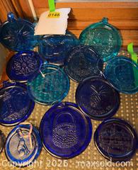 MaxSold Auction: Vintage cobalt blue & teal pressed glass sun catchers  - Hatboro (Pennsylvania, USA) PARTNER MANAGED Estate Sale Online Auction -  Exton Road