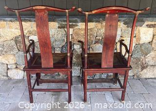MaxSold Auction: Pair Vintage Yokeback Chinese Armchairs - Douglas (Massachusetts, USA) PARTNER MANAGED Estate Sale Online Auction - South West Main Street