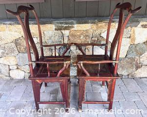 MaxSold Auction: Pair Vintage Yokeback Chinese Armchairs - Douglas (Massachusetts, USA) PARTNER MANAGED Estate Sale Online Auction - South West Main Street