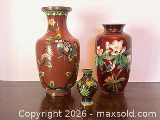 MaxSold Auction: Three Cloisonné Vases - Douglas (Massachusetts, USA) PARTNER MANAGED Estate Sale Online Auction - South West Main Street