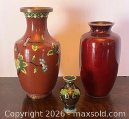 MaxSold Auction: Three Cloisonné Vases - Douglas (Massachusetts, USA) PARTNER MANAGED Estate Sale Online Auction - South West Main Street
