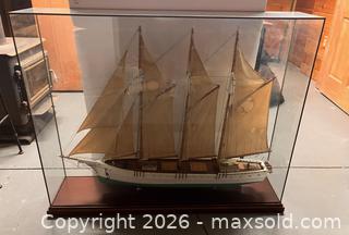 MaxSold Auction: Three Masted Schooner Model in Glass Display Case - Douglas (Massachusetts, USA) PARTNER MANAGED Estate Sale Online Auction - South West Main St.