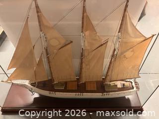 MaxSold Auction: Three Masted Schooner Model in Glass Display Case - Douglas (Massachusetts, USA) PARTNER MANAGED Estate Sale Online Auction - South West Main St.