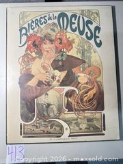 MaxSold Auction: Alphonse Mucha–Style Art Nouveau Floral Female Poster, Large - Warwick (Rhode Island, USA) SELLER MANAGED Reseller Online Auction - Warwick Avenue