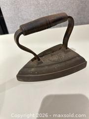 MaxSold Auction: Antique/Vintage Lot: Lantern, Sad Iron, Coal Scuttle & Wooden Crate - Warwick (Rhode Island, USA) SELLER MANAGED Reseller Online Auction - Warwick Avenue
