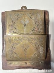 MaxSold Auction: Brass Tea Kettle/Samovar with Stand, Brass Tray & Wall Letter Holder - Warwick (Rhode Island, USA) SELLER MANAGED Reseller Online Auction - Warwick Avenue