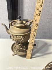 MaxSold Auction: Brass Tea Kettle/Samovar with Stand, Brass Tray & Wall Letter Holder - Warwick (Rhode Island, USA) SELLER MANAGED Reseller Online Auction - Warwick Avenue