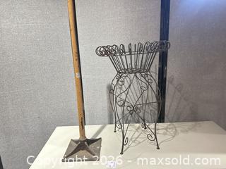 MaxSold Auction: Decorative Wire Plant Stand & Tamper - Warwick (Rhode Island, USA) SELLER MANAGED Reseller Online Auction - Warwick Avenue