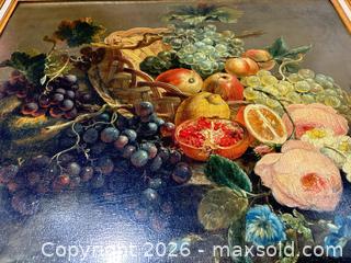MaxSold Auction: Flemish Still Life Fruit Oil Painting in Gilt Wood Frame - Warwick (Rhode Island, USA) SELLER MANAGED Reseller Online Auction - Warwick Avenue