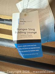 MaxSold Auction: Mainstays Bungee Sling Folding Lounge Chair, Tan Mesh - Warwick (Rhode Island, USA) SELLER MANAGED Reseller Online Auction - Warwick Avenue