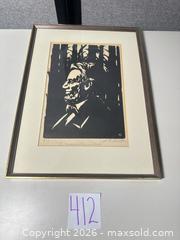 MaxSold Auction: “The Wood Cutter in Wood" artist John Francis Hart.  Signed/Numbered print #18 - Warwick (Rhode Island, USA) SELLER MANAGED Reseller Online Auction - Warwick Avenue