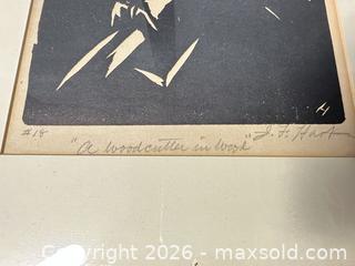 MaxSold Auction: “The Wood Cutter in Wood" artist John Francis Hart.  Signed/Numbered print #18 - Warwick (Rhode Island, USA) SELLER MANAGED Reseller Online Auction - Warwick Avenue