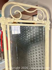 MaxSold Auction: Victorian Ornate Metal Cheval Floor Mirror, Cream Painted, Full-Length - Warwick (Rhode Island, USA) SELLER MANAGED Reseller Online Auction - Warwick Avenue