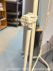 MaxSold Auction: Victorian Ornate Metal Cheval Floor Mirror, Cream Painted, Full-Length - Warwick (Rhode Island, USA) SELLER MANAGED Reseller Online Auction - Warwick Avenue