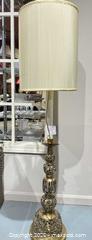 MaxSold Auction: Vintage Mid-Century Brass Floor Lamp with White Shade - Warwick (Rhode Island, USA) SELLER MANAGED Reseller Online Auction - Warwick Avenue