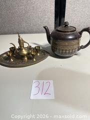 MaxSold Auction: VTG Persian miniature brass coffee set with (6) cups. VTG Gibson & Sons English Teapot - Warwick (Rhode Island, USA) SELLER MANAGED Reseller Online Auction - Warwick Avenue