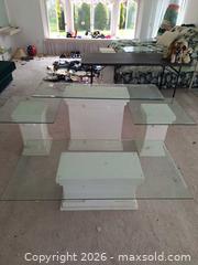 MaxSold Auction: Set of (4) Glass Top Pedestal Tables - Greece (New York, USA) PARTNER MANAGED Estate Sale Online Auction - Candy Lane