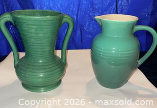 MaxSold Auction: Green pitcher and vase - Baltimore (Maryland, USA) SELLER MANAGED Downsizing Online Auction - Parkwood Avenue