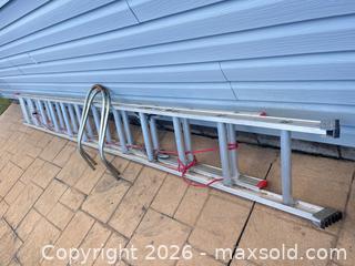 MaxSold Auction: 12 ft Aluminum Extension Ladder with Rope & Wall Hooks B - Lombardy (Ontario, Canada) Estate Sale Online Auction - Berry Park Lane