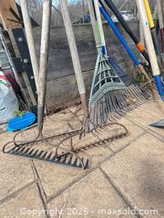 MaxSold Auction: Assorted Garden Tools: Leaf Rakes, Pitchfork, Hoe & Cultivator B - Lombardy (Ontario, Canada) Estate Sale Online Auction - Berry Park Lane