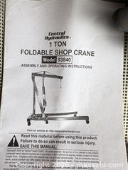 MaxSold Auction: Central Hydraulics 1-Ton Foldable Shop Crane C - Lombardy (Ontario, Canada) Estate Sale Online Auction - Berry Park Lane