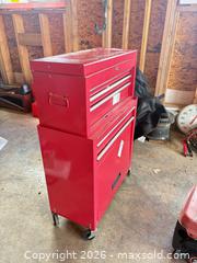 MaxSold Auction: Red Steel Rolling Tool Chest C - Lombardy (Ontario, Canada) Estate Sale Online Auction - Berry Park Lane