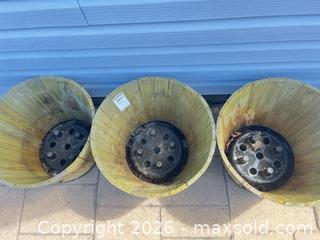 MaxSold Auction: Set of 3 Wooden Half-Barrel Planters with Plastic Inserts A - Lombardy (Ontario, Canada) Estate Sale Online Auction - Berry Park Lane